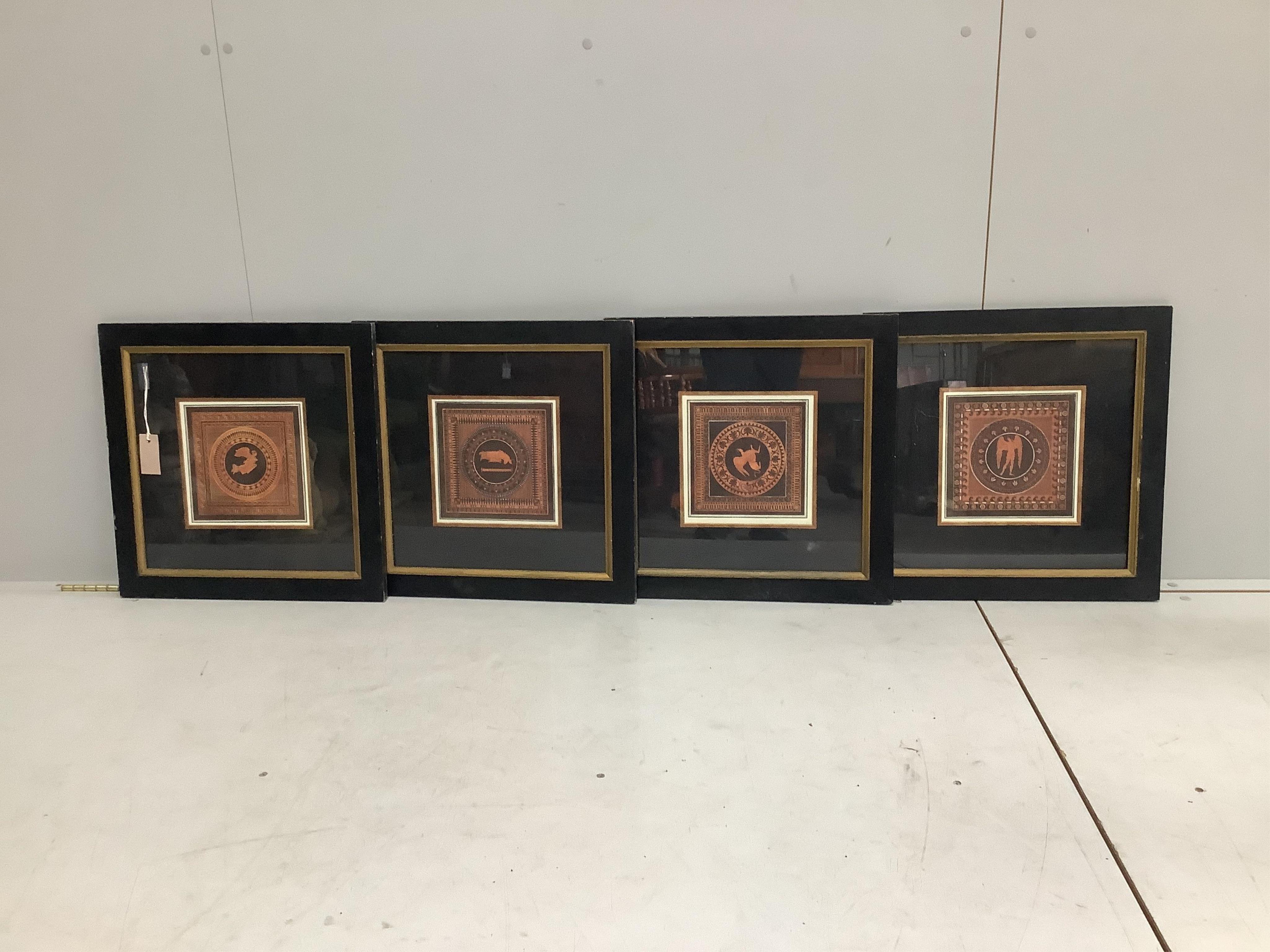 A set of four Etruscan style prints, 47 x 47cm. Condition - fair